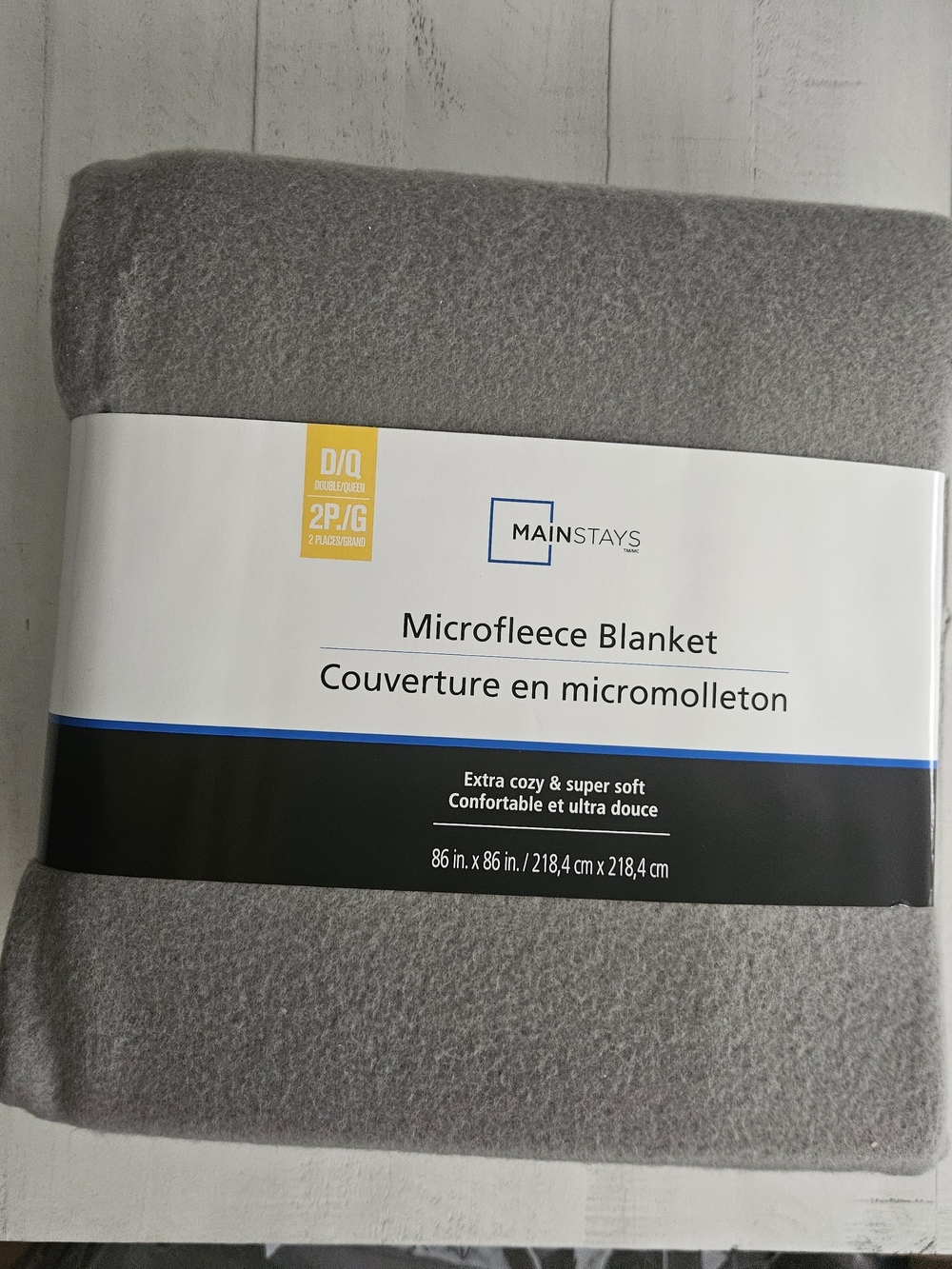 NWT-Mainstays Gray Microfleece Blanket Size Double 86x86
